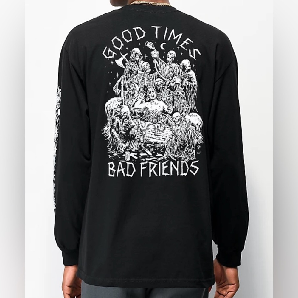 Lurking Class By Sketchy Tank x Stikker Good Times Bad Friends Black Long Sleeve